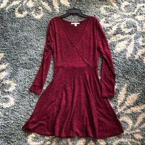 Faux Wrap Sweater Dress